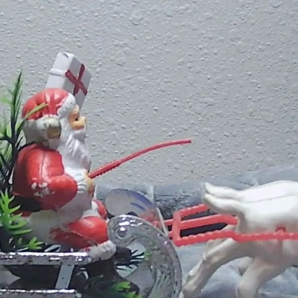 1960s/70s Plastic Xmas Kitsch Blow Mold, Santa, Sleigh & Reindeer, Holiday Decor